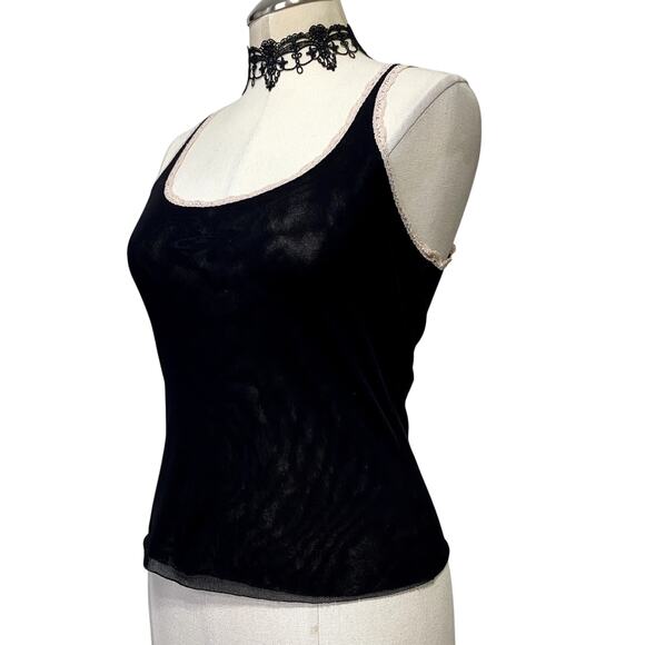 Cosabella Made in Italy Sheer Mesh Pink Lace Burnout Goth Grunge Raver Tank Top - Picture 3 of 10